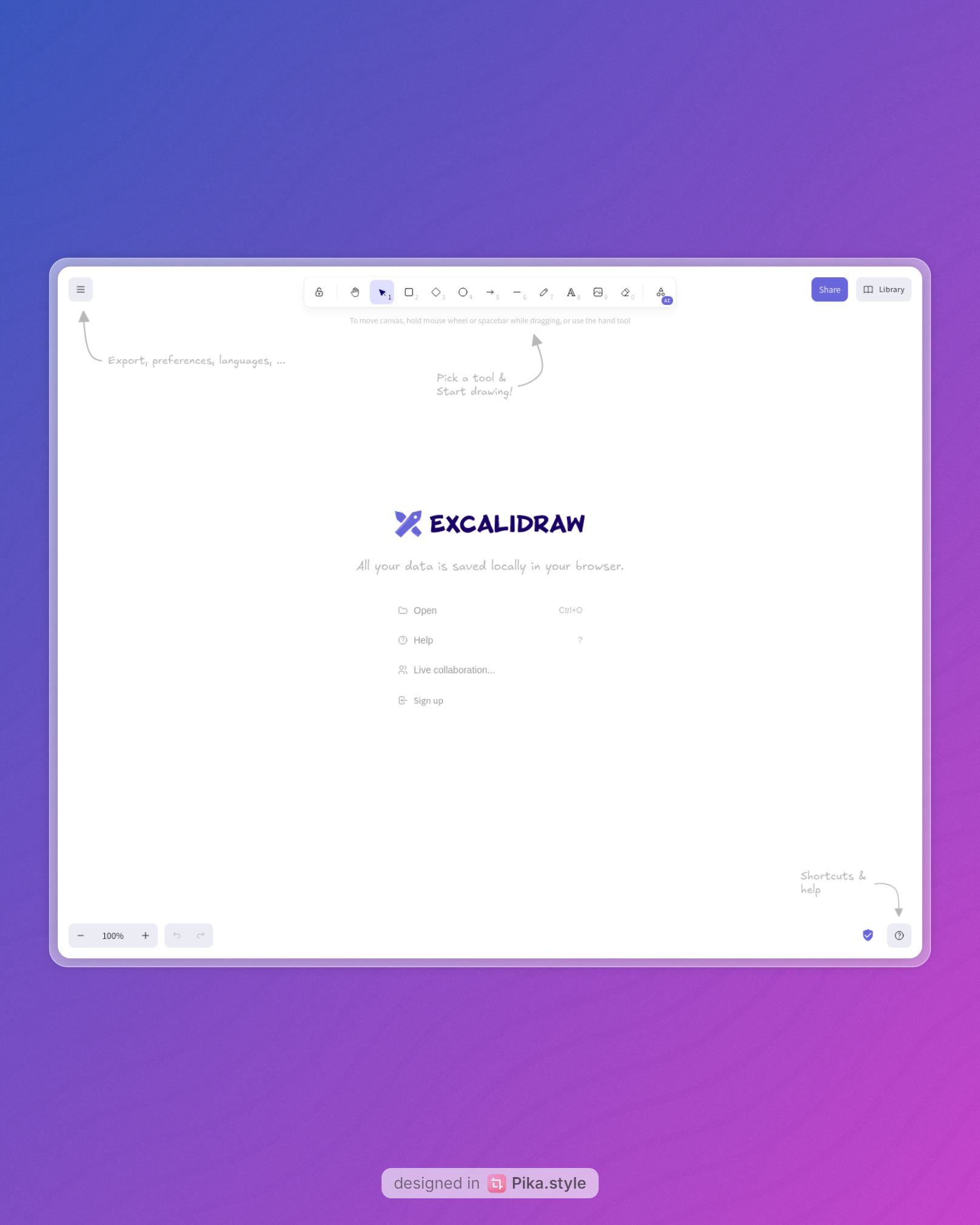 Excalidraw – бяла дъска и графики